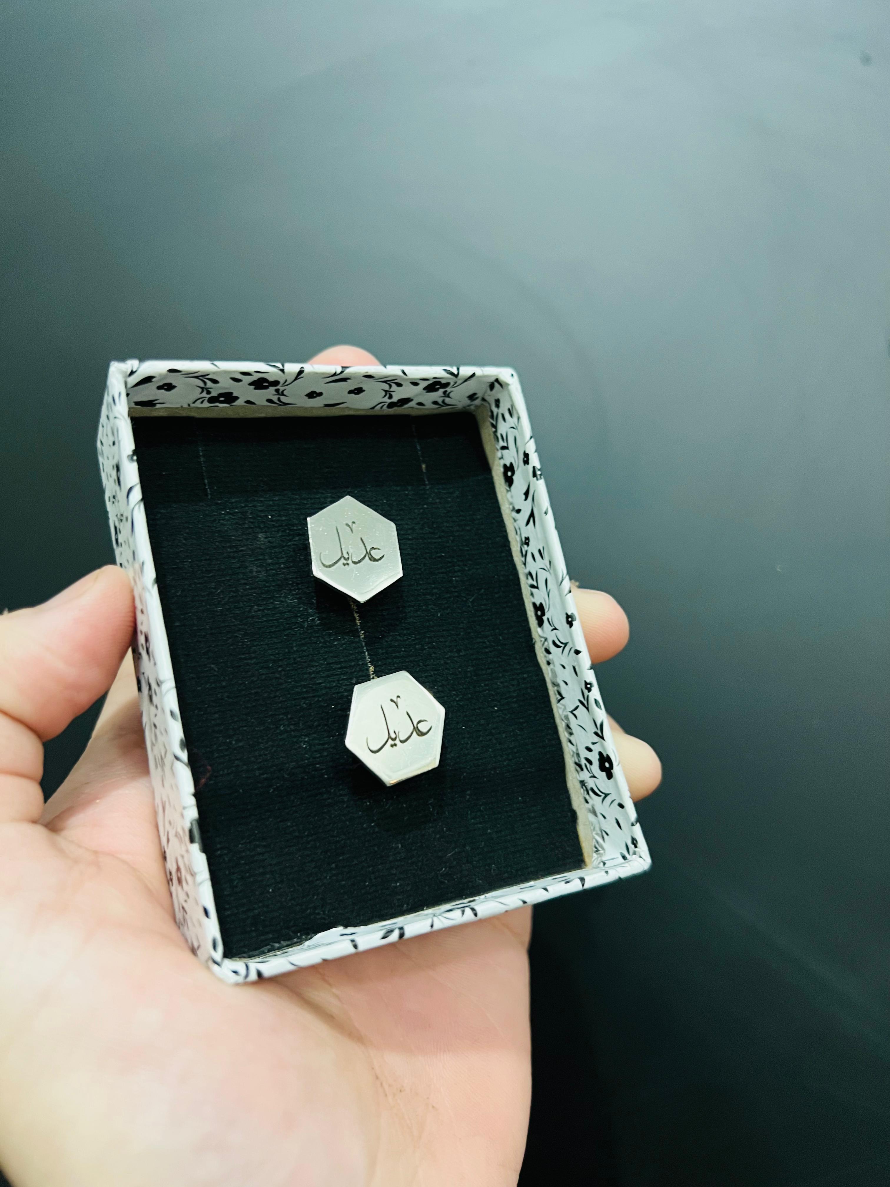 Hexagon Engraved Cufflink